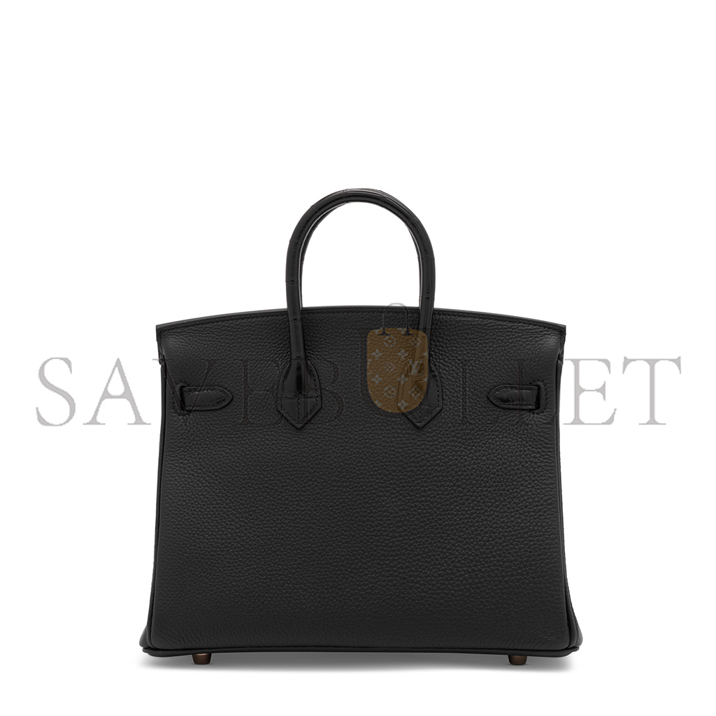 HERMÈS MASTER BIRKIN 30 MATTE CROCODILE AND TOGO LEATHER BLACK BAG GOLD BUCKLE H076235CK29 (30*22*16cm)